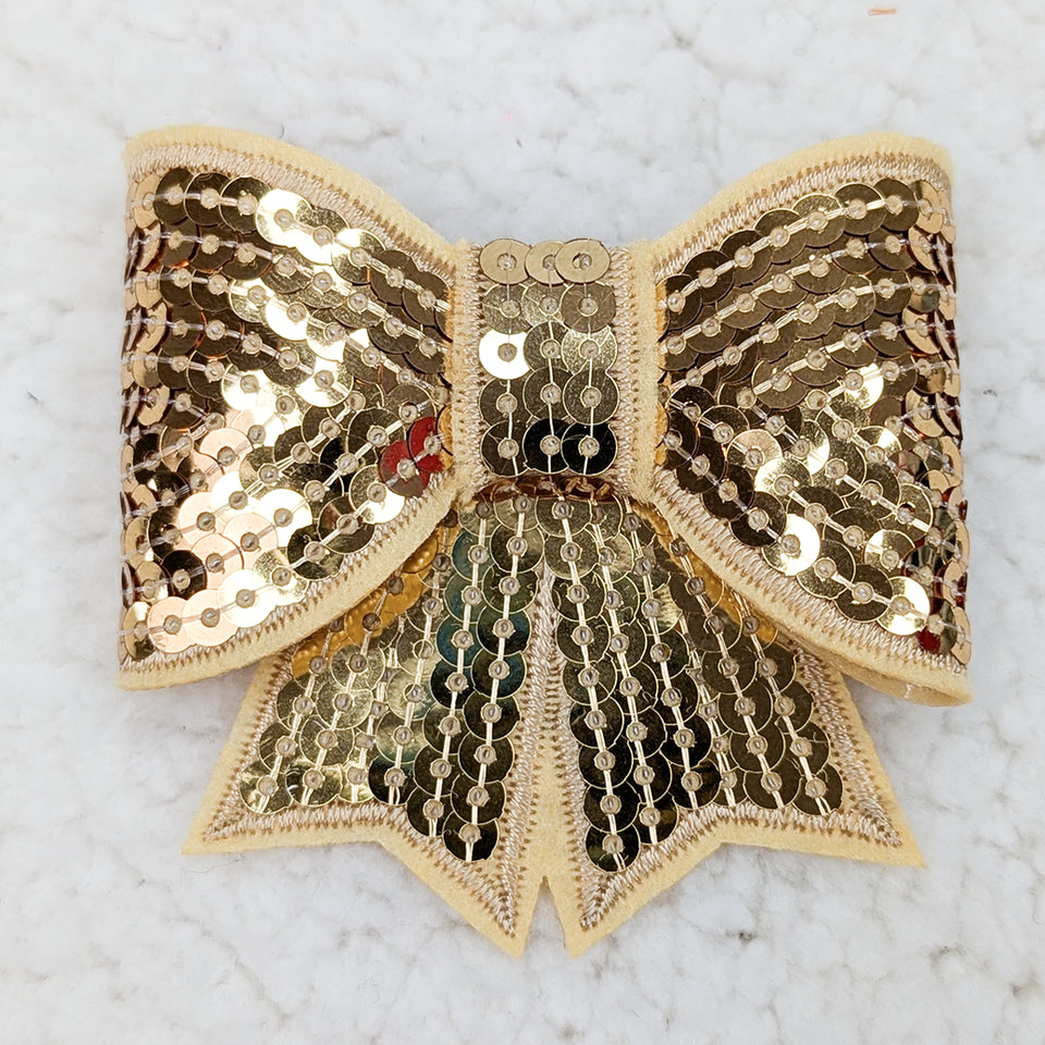 ALL GOLD Sequin Bow HAT/POCKET Patch