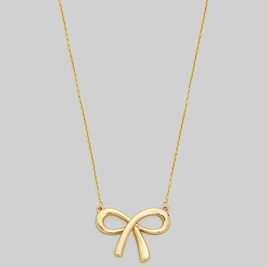 BRASS BOW PENDANT NECKLACE