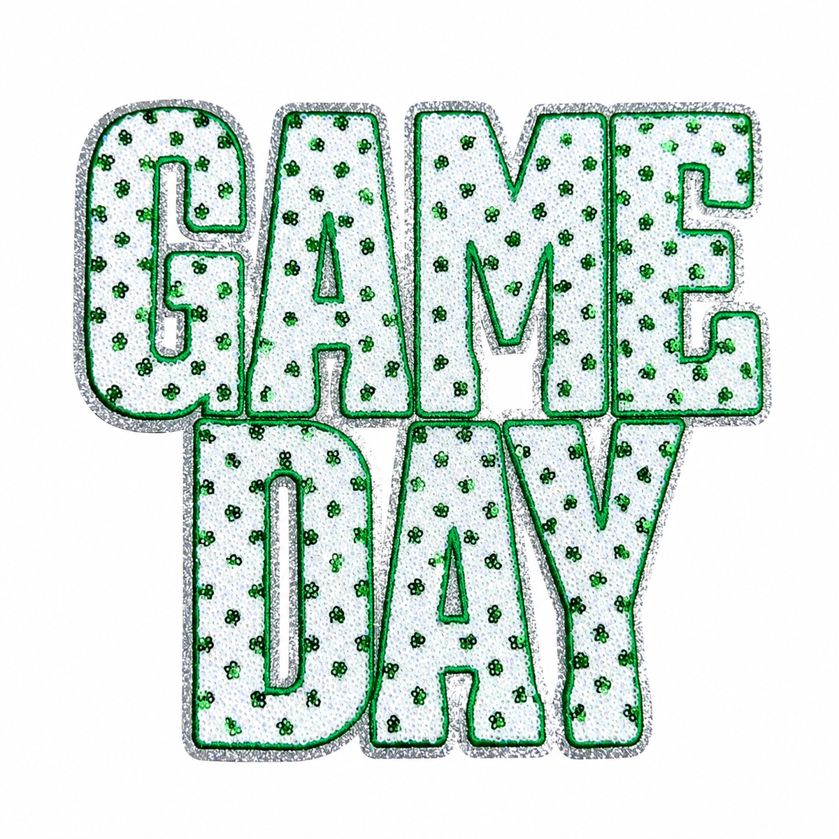 Green Polka Dots Game Day Sequin Patch - Large