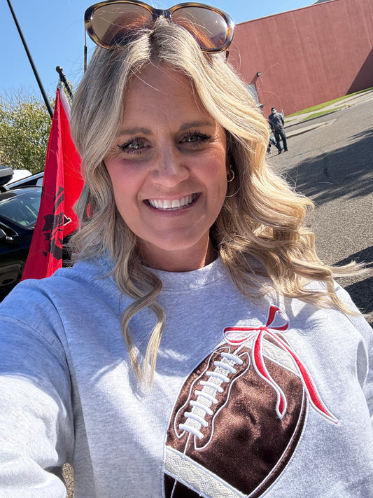 Football bow embroidery