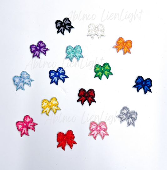 White dainty bow embroidery patch iron on