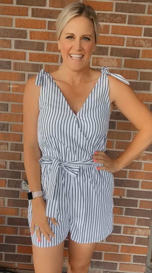 Sailor belted romper