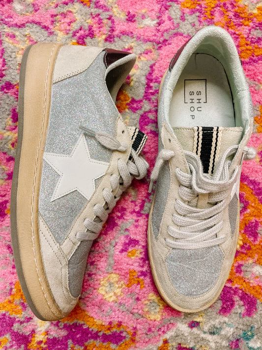 Piera Silver Glitter Sneakers--SHU SHOP