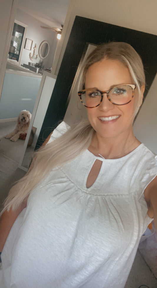 Tank Top with ruffle sleeve Ivory