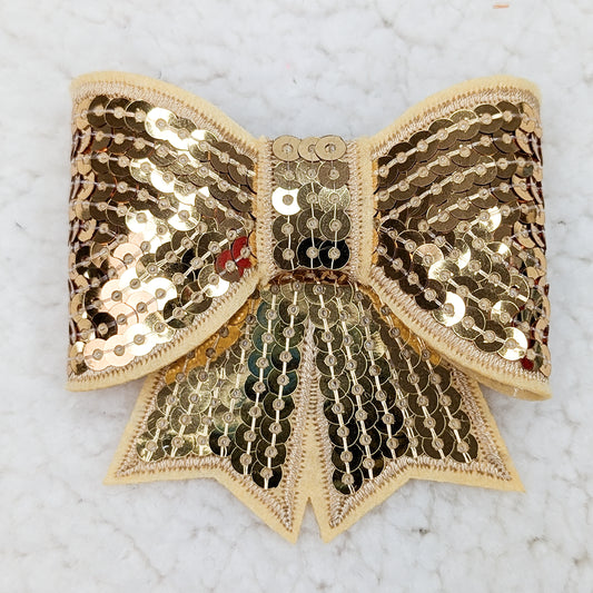 ALL GOLD Sequin Bow HAT/POCKET Patch