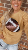 Sequin football patch sweatshirt