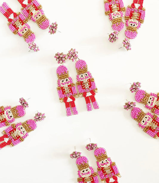 Pink nutcracker earrings
