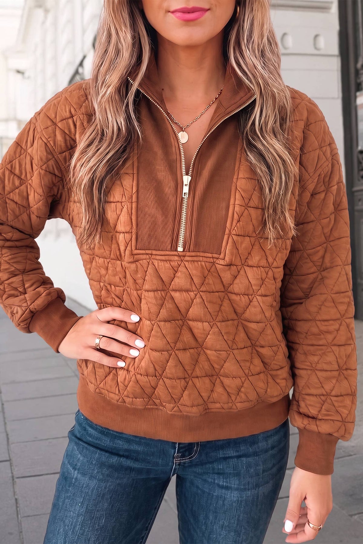 Erin qulited quarter zip