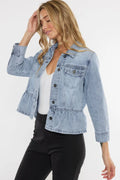 Denim Ruffle Hem Jean Jacket