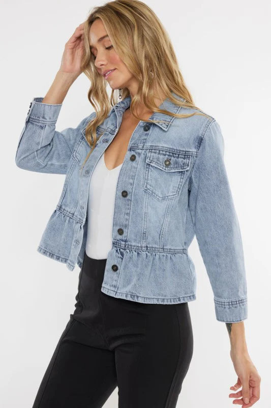 Denim Ruffle Hem Jean Jacket