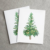 Boxed Set of 6 Holiday Greeting Cards,Blank, Christmas Trees