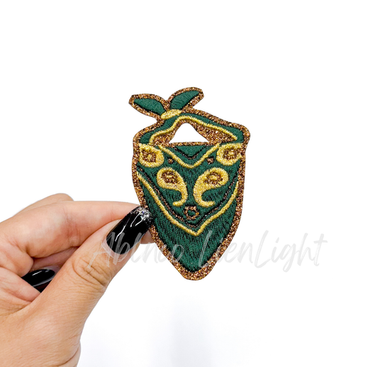 Green bandana glitter embroidery patch iron on