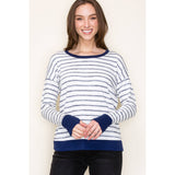 Lara Long Sleeve Thumbhole Cuffs Striped Top