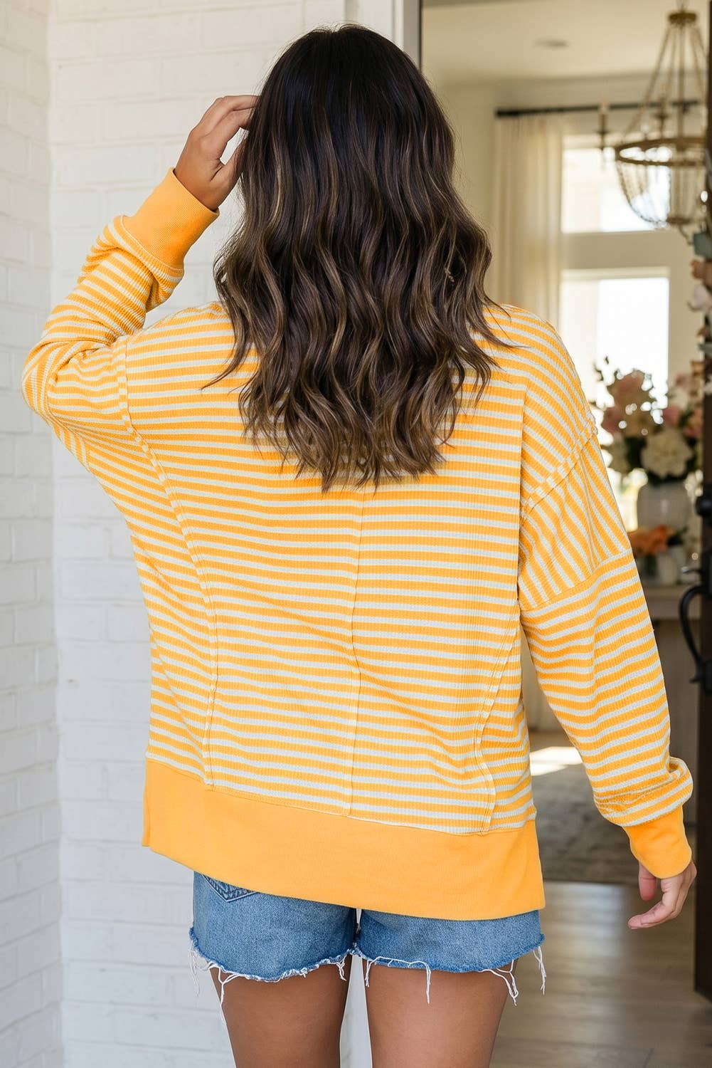 Striped Side Split Top