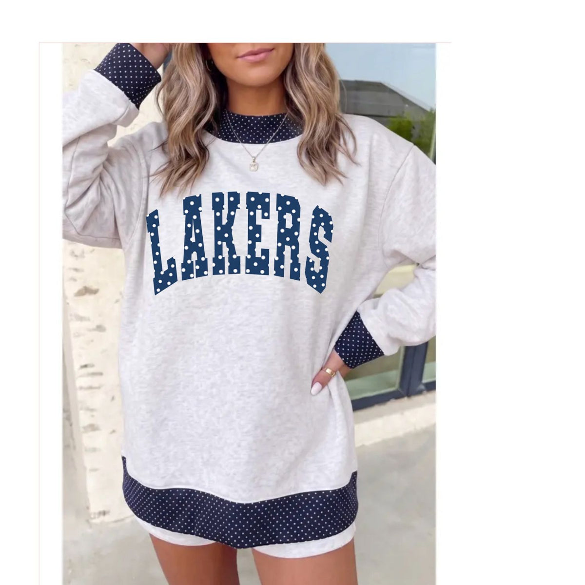 Lakers Mock Neck navy dots