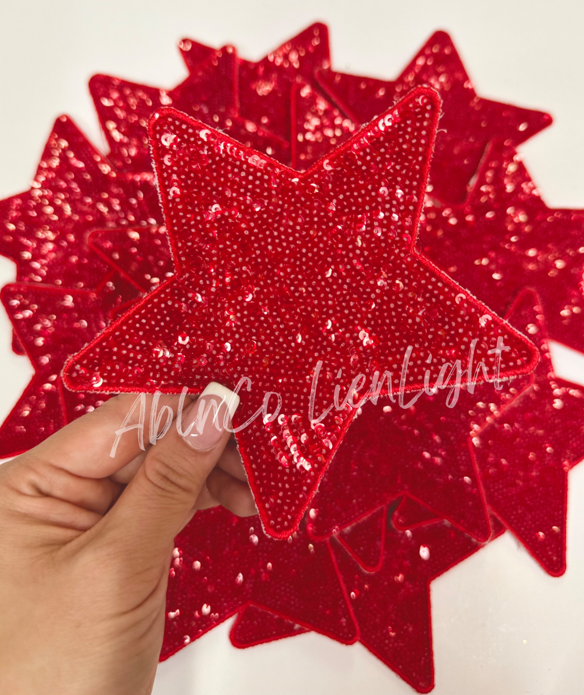 Trucker hat patches 5” red star sequins patch iron on