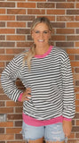 Mia striped Fushia top