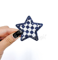 Navy checkered star embroidery glitter sequin patch