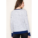 Lara Long Sleeve Thumbhole Cuffs Striped Top