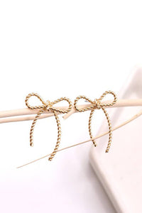 ROPE BOW DESIGN STUD EARRINGS