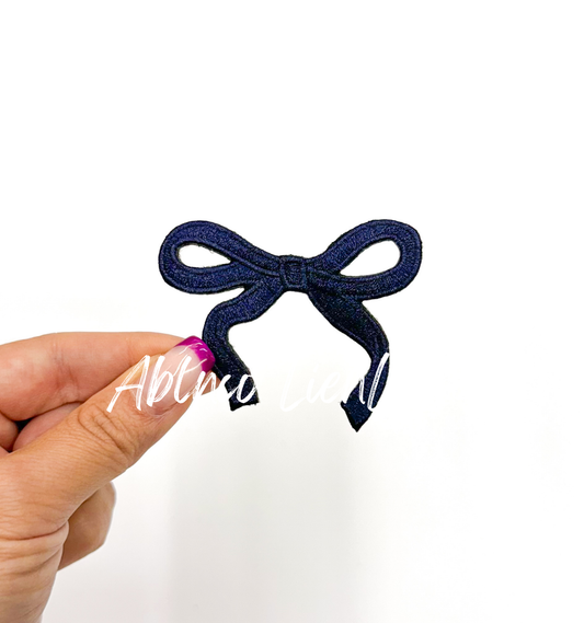 Navy dainty bow trucker hat embroidery patch iron on