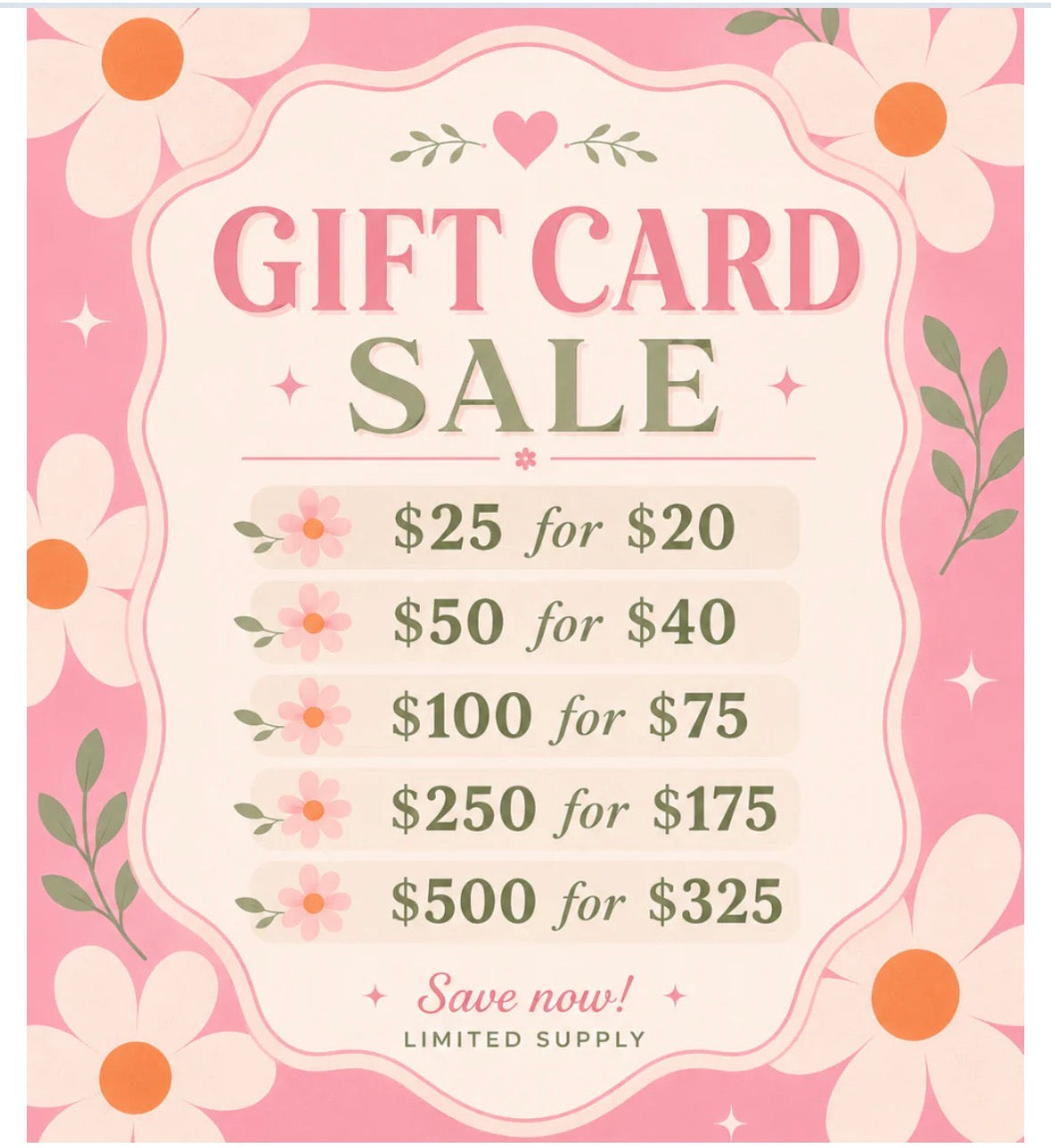 Gift card sale