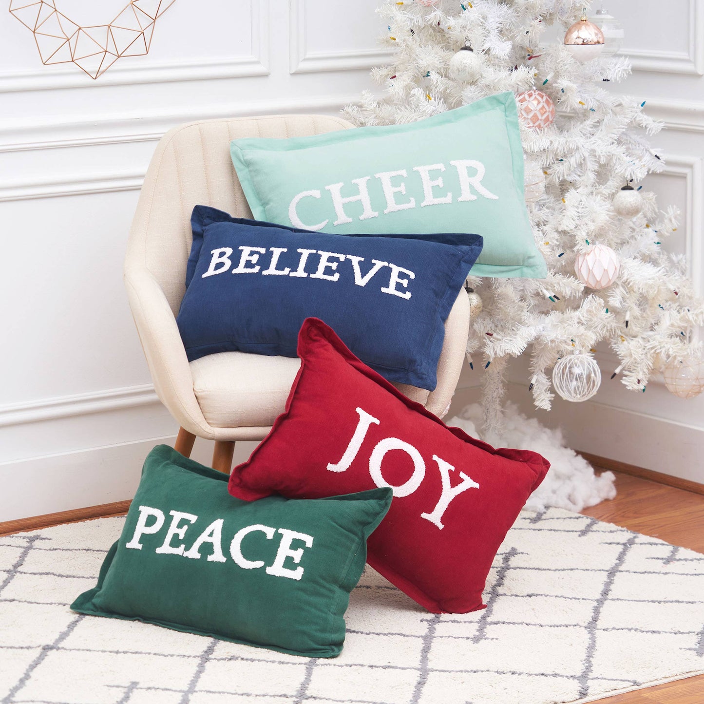 Christmas Believe Indigo Blue Throw Pillow