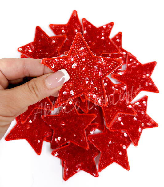 Trucker hat patches small red star sequins patch iron on