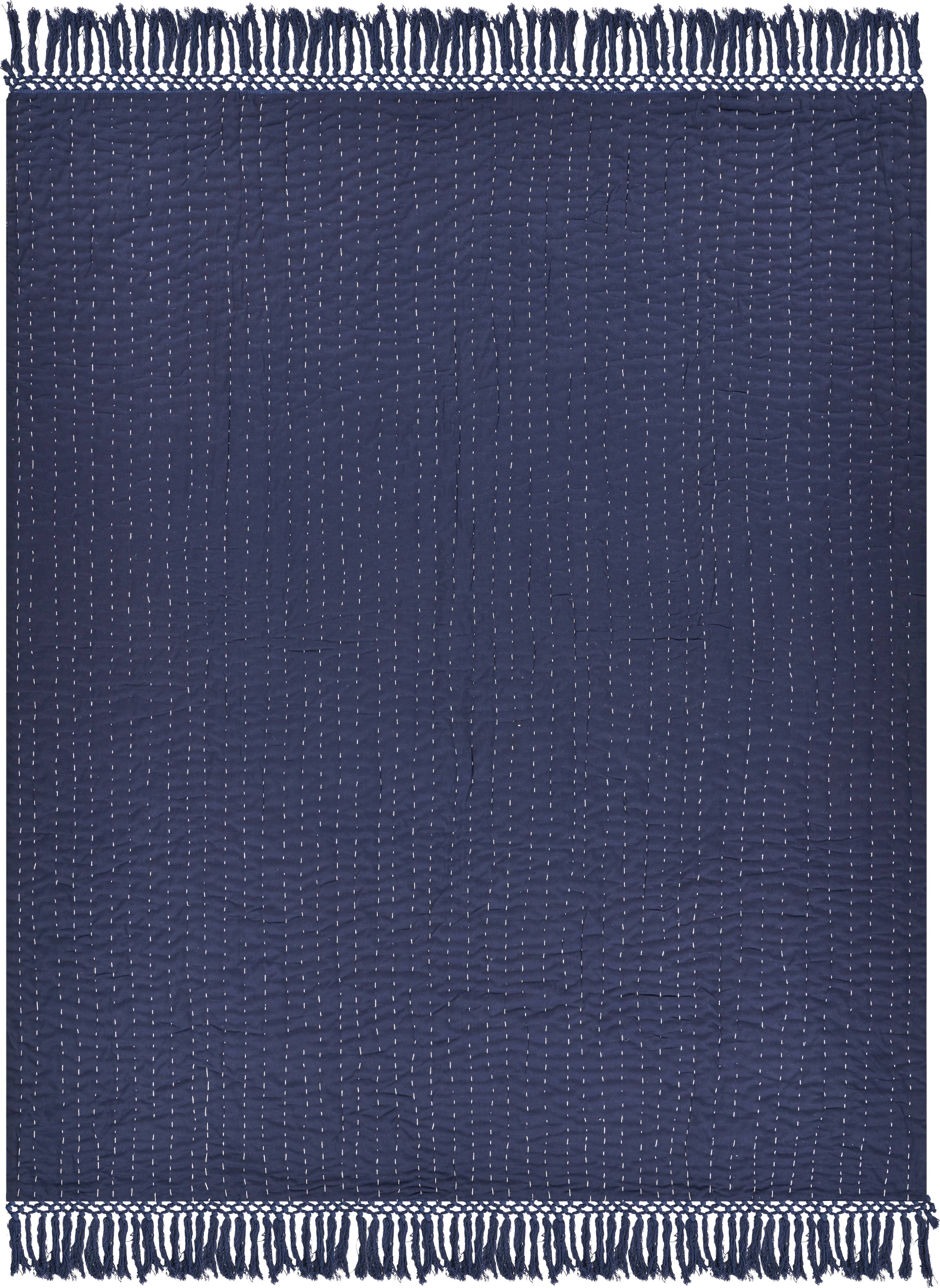 Navy and Off-White Throw Blanket