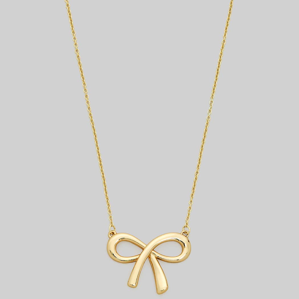 BRASS BOW PENDANT NECKLACE