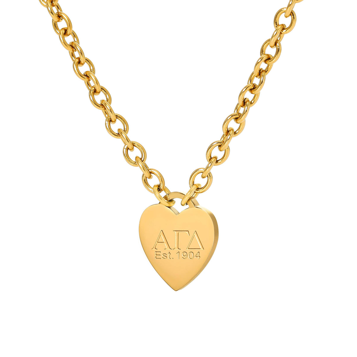 Alpha Gamma Delta Heart Tag Necklace (4mm Chain)