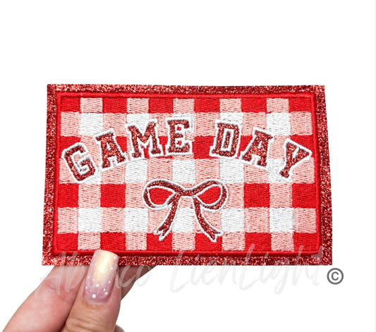 Red Game Day Checkered Plaid Bow-Small