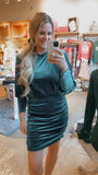 Amy Velvet Puff Sleeve Holiday Dress