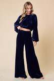 Nicki navy velvet wide leg pants