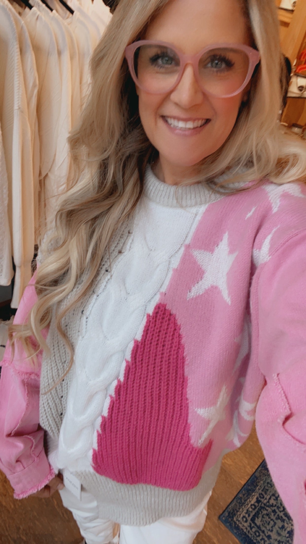 Thinking Pink Star Sweater