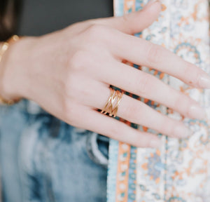 Layered lines statement ring