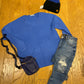 Cory cobalt blue waffle pullover