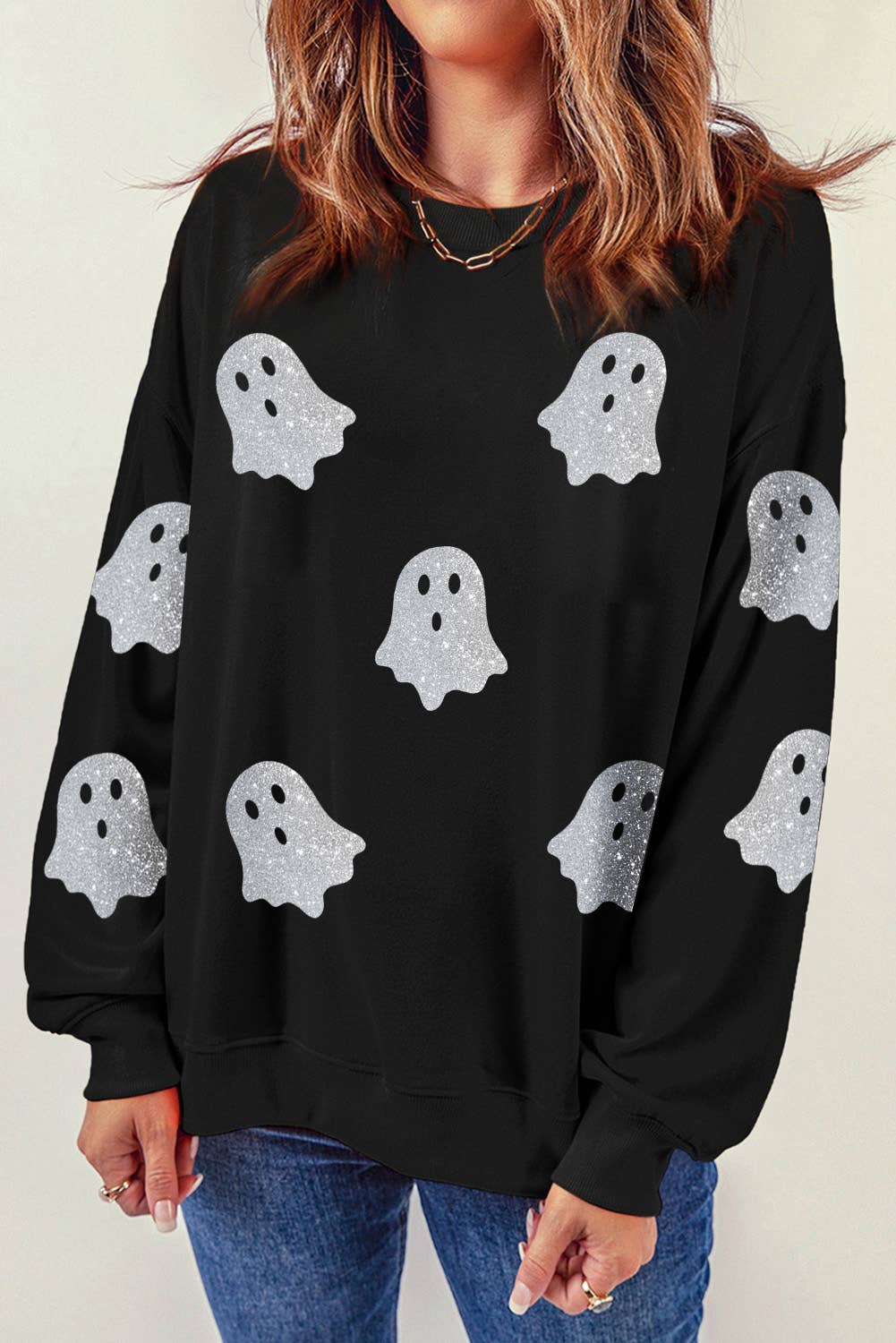 Glitter Ghost 👻 Halloween Graphic Sweatshirt l