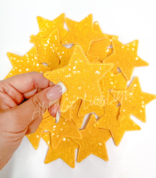 Trucker hat patches small yellow star sequins patch iron on