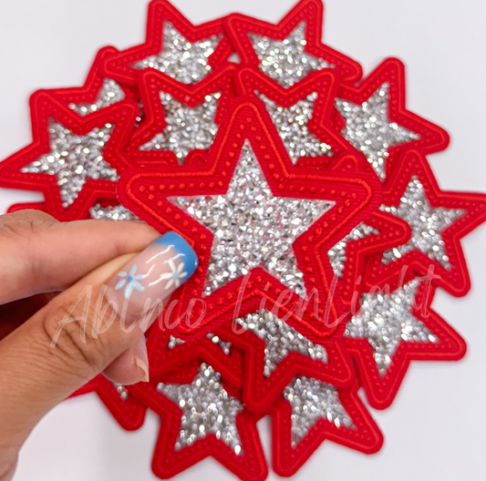 Red rhinestone star embroidery patch trucker hat patches