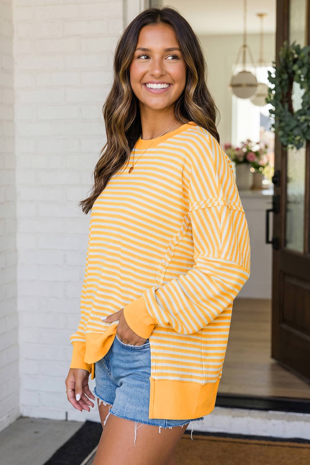 Striped Side Split Top