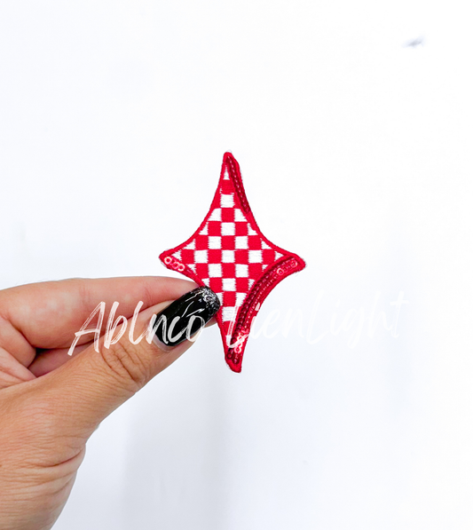 Red checkered diamond star embroidery sequin patch