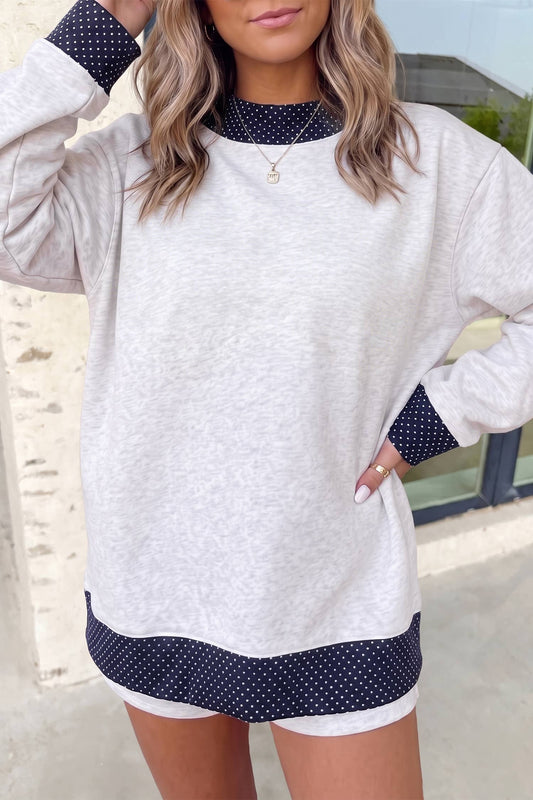 Cute Polka Dot Graphic Print Mock Neck Sweatshirt