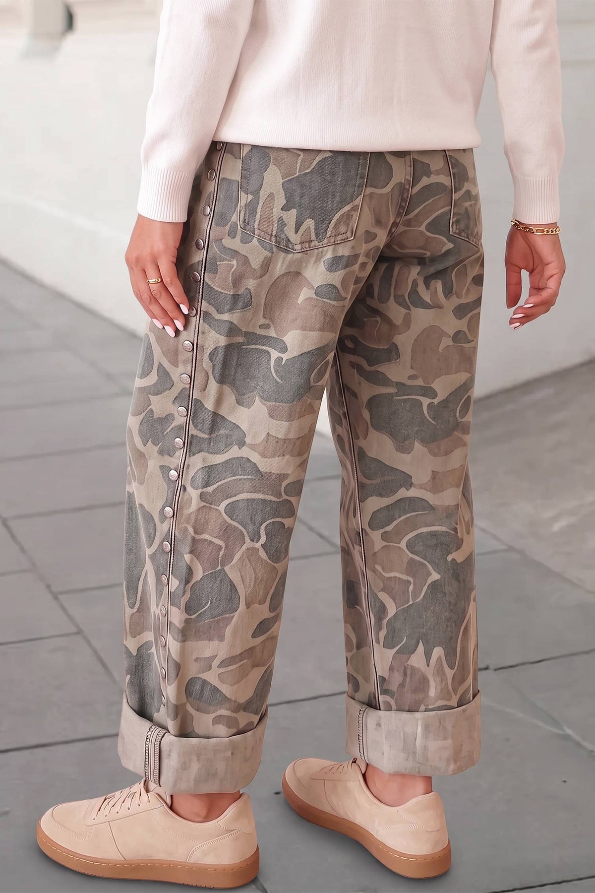 Camo Print Studded Straight Loose Jeans | 4-16 &  1X-4X