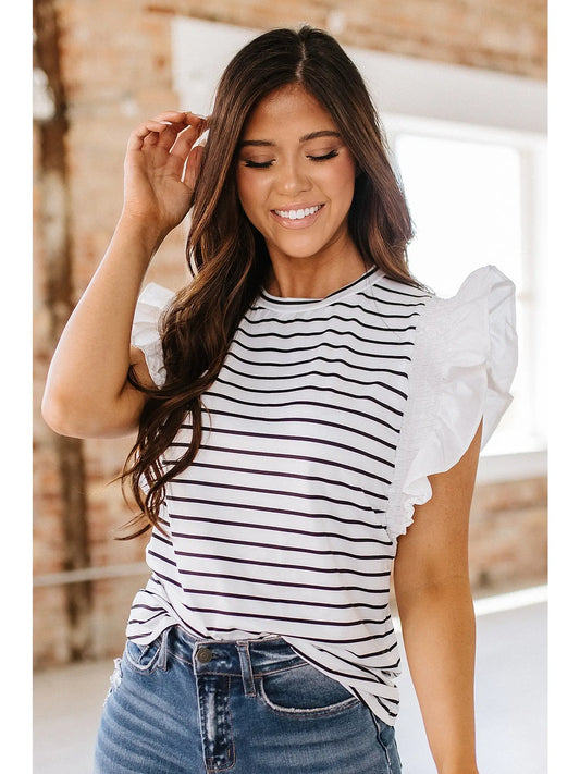 Stephanie Striped Ruffle Top