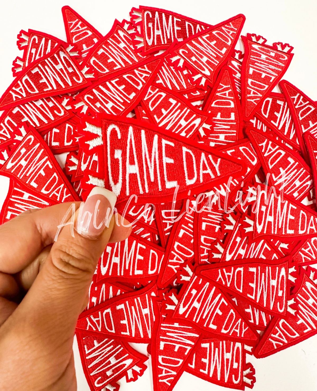 Trucker hat patches 3” red game day flag patch iron on