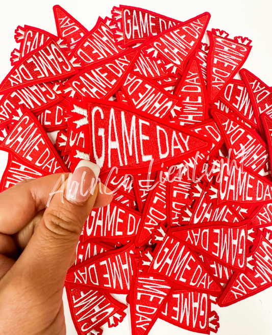 Trucker hat patches 3” red game day flag patch iron on
