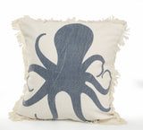 Octopus Fringe Coastal Throw Pillow