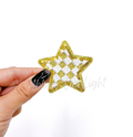 Gold checkered star embroidery glitter sequin patch