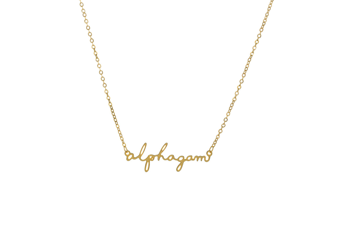 Alpha Gamma Delta Sorority Script Necklace